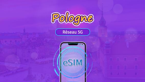 Pologne | eSIM 5G/4G | Forfait total | Facturation 24h | 7–30 jours | Code QR