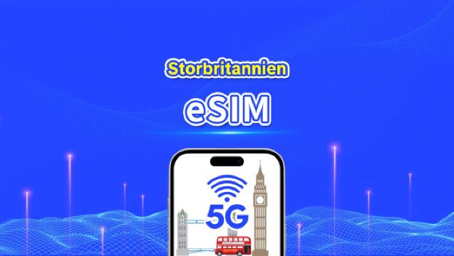 Storbritannien eSIM | 5G/4G | Højhastighedsdata | 24 timer | Valgfri varighed 1-30 dage | QR-kode