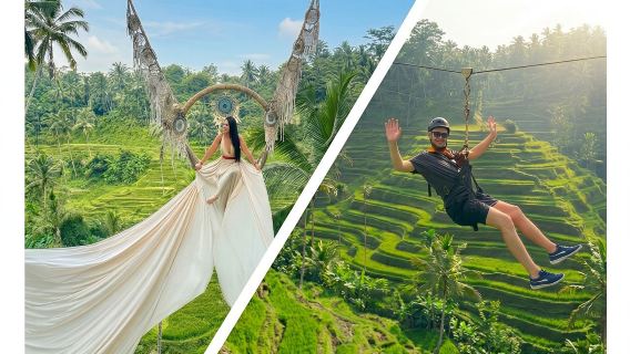 Ubud: Tirolina, Columpio de Bali y Bicicleta en el Cielo en un Arrozal Privado