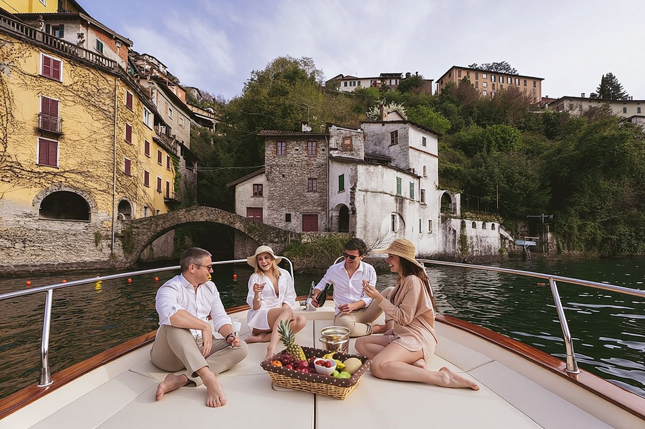 Tour privato in barca su gozzo italiano sul Lago di Como