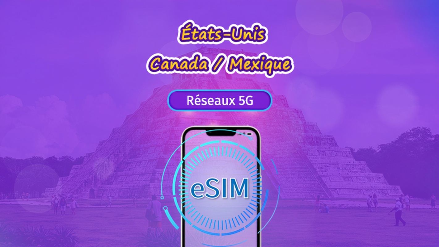 États-Unis/Canada/Mexique | eSIM 5G/4G | Forfait journalier/forfait total | Facturation par jours naturels | 1 à 90 jours | Code QR