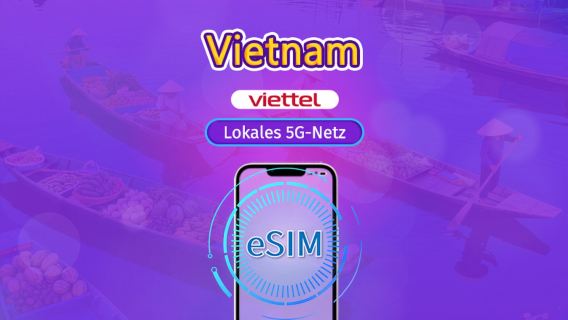 Vietnam Viettel eSIM | Unterstützt 5G-Netz & TikTok & ChatGPT | Tagespass | 3-30 Tage | Abrechnung pro Kalendertag | QR-Code