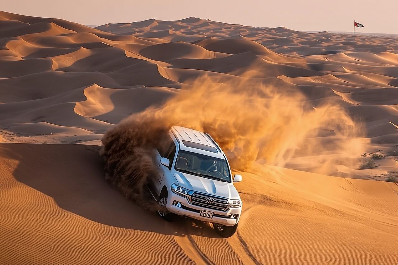 Escursione privata nel deserto con giro in cammello, sandboard e cena barbecue