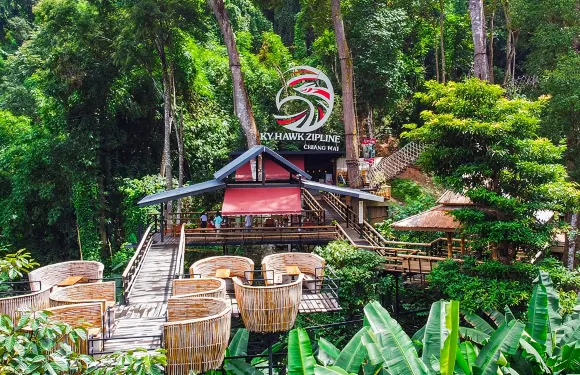 清邁天鷹飛躍+竹林咖啡廳 千米速降叢林穿越·全家暢玩高空滑索