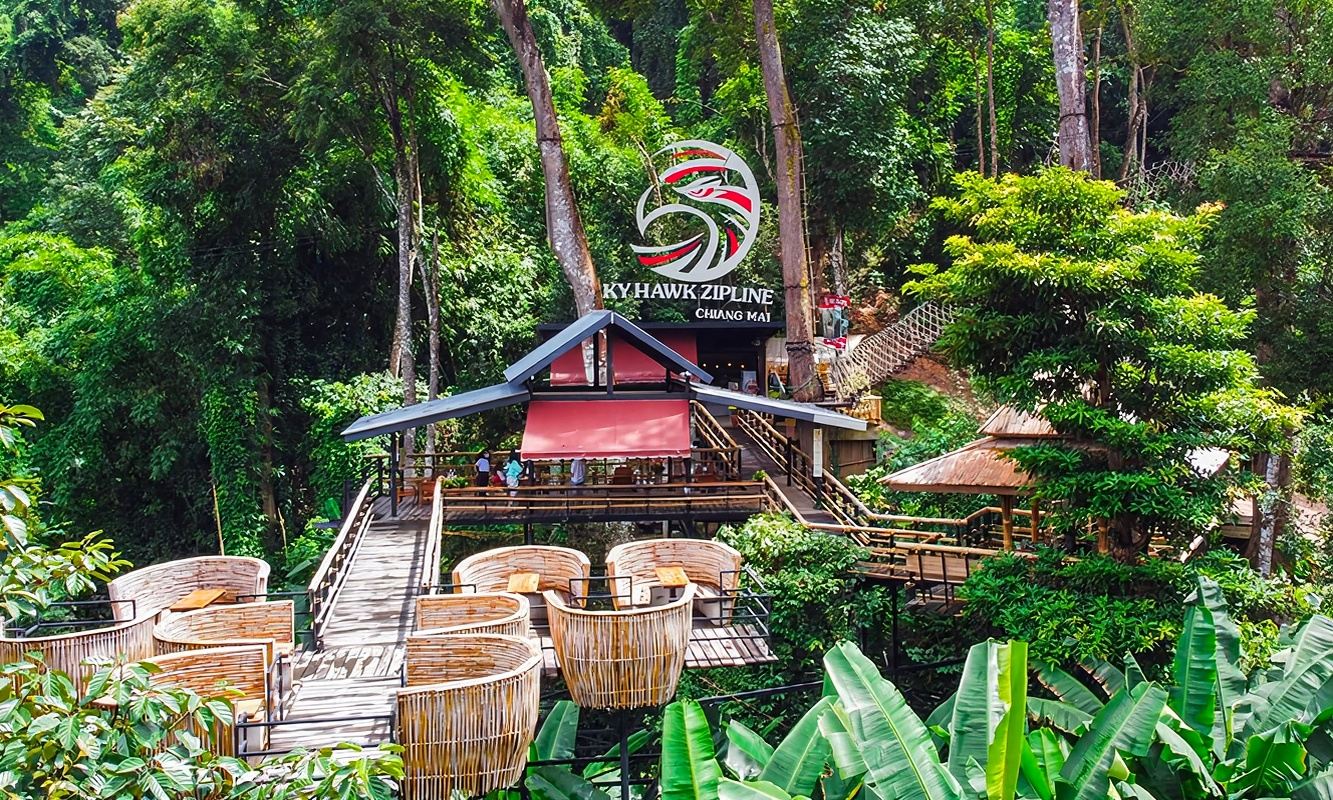 Chiang Mai Eagle Zipline + Bamboo Cafe: 1km Speed Descent Jungle Adventure - Family Fun High-altitude Zipline