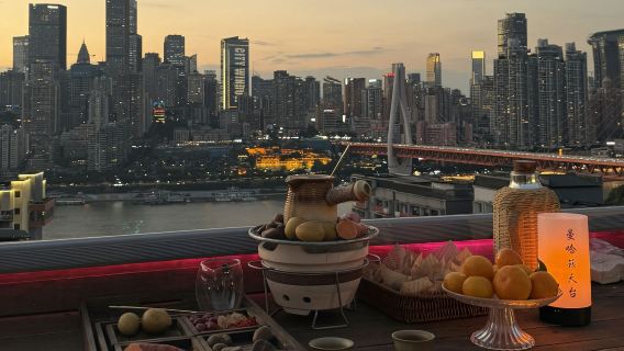 Chongqing Manhattan Rooftop (Riverside Tea & Scenic Spot + Stove-Brewed Tea + Tea & BBQ + High-Altitude Terrace with River Views + Optional Drone Photography + Skyscraper Views)