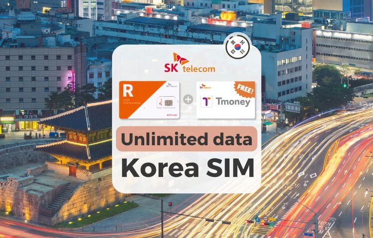 【FREE! 韓国ダイソー割引クーポン | 韓国SIMカード】SKT 4Gローカル データ使い放題・通話可能 SIMカード + 無料T-Money | 韓国で受け取る