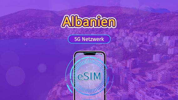 Albanien | 5G eSIM | Unterstützt Tik Tok und Chat GPT | Tagespaket/Datenpaket | 24-Stunden-Abrechnung | 1–30 Tage