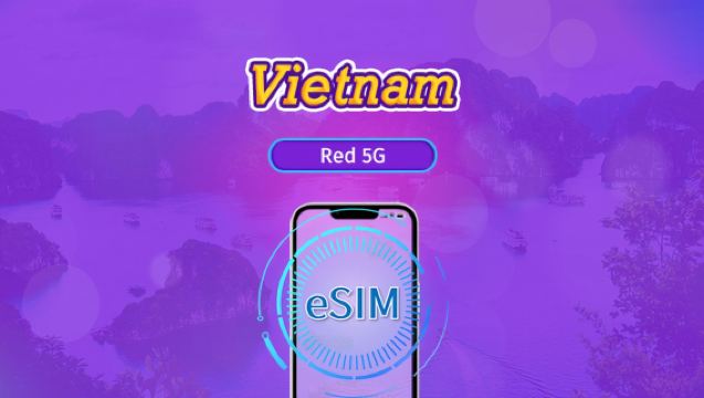 Vietnam | 5G eSIM  | Pase diario/Paquete total | Facturación cada 24 horas | 1-30 días | Código QR