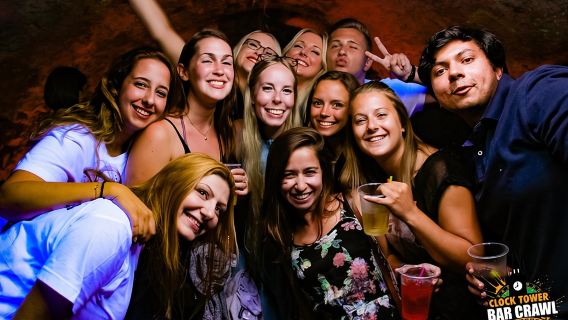 Clock Tower Bar Crawl in Prague ending at Prague's BIGGEST CLUB