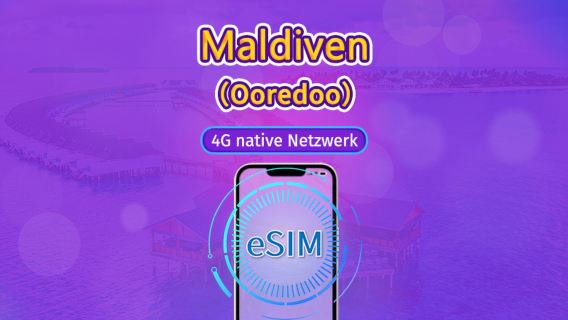 Malediven | Ooredoo 4G eSIM | Gesamtpaket | Kalendertag Abrechnung | 10 Tage | QR-Code