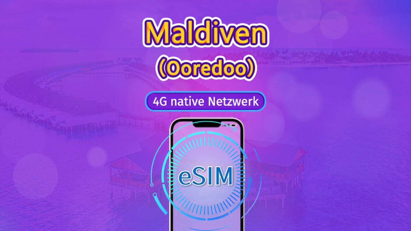 Malediven | Ooredoo 4G eSIM | Gesamtpaket | Kalendertag Abrechnung | 10 Tage | QR-Code