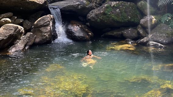Waterfall Hike in Remote Area of El Yunque Rainforest; San Juan