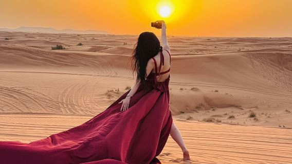 Частное сафари с катанием на квадроциклах и верблюдах, фотосессией в летающем платье