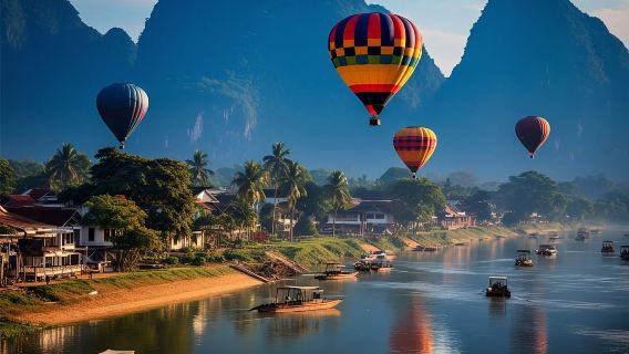 Vang Vieng Hot Air Balloon Ride Experience (Optional Sunrise/Sunset) + 2-Hour Go-Karting Adventure