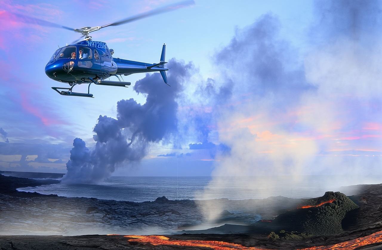 Blue Hawaii Helikopter-Rundflug (genießen Sie üppigen tropischen Regenwald, hohe Wasserfälle und die atemberaubende Küstenlinie der Big Island)