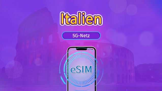 Italien 5G eSIM | Unterstützt TikTok, ChatGPT und andere weltweit beliebte Apps | Tagespass / Gesamt-Datenpaket | Abrechnung nach Kalendertagen | 1–30 Tage | QR-Code