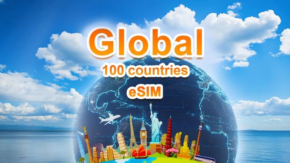 Global (100 countries) 4G/5G eSIM | DayPass /Total | 500MB/day - 30GB Total Data | 1-30 days | 24-hour billing | QR code