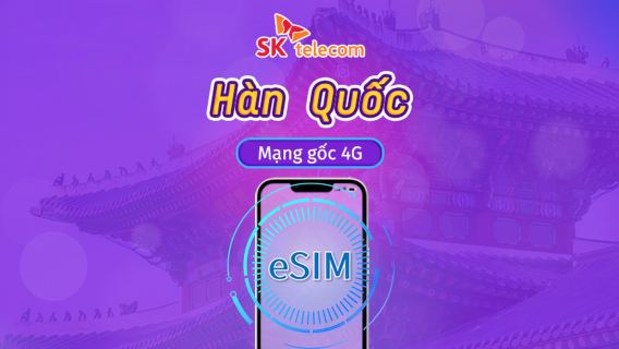 Hàn Quốc SKT | 4G eSIM | Gói theo ngày | Dữ liệu không giới hạn + số điện thoại 010 | Tính phí mỗi 24 giờ | 1-90 ngày | Mã QR