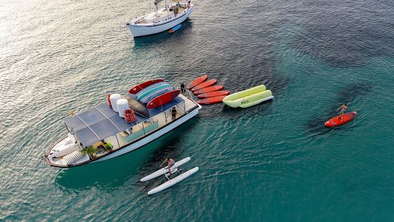 Boat Tour with Tapas, Open Bar and Water Sports in Ibiza