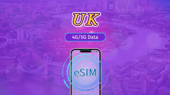 Reino Unido | eSIM 5G/4G | Paquete diario/paquete de datos | Restablecer el tráfico por hora de destino | 1-90 días | Código QR