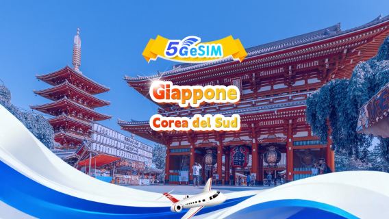 eSIM 5G per Giappone e Corea del Sud | Pacchetto giornaliero/Pacchetto totale | 1-30 giorni | QR code