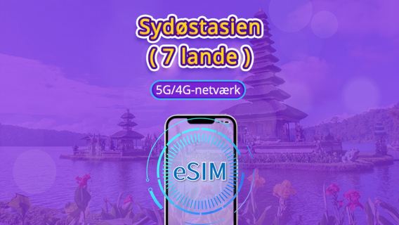 Sydøstasien (7 lande) | 5G/4G eSIM | Daglig pakke/Data pakke | 24-timers fakturering | 1 - 30 dage | QR-kode