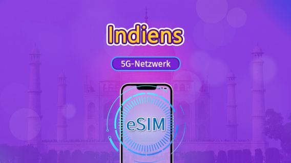 Indien | 5G/4G eSIM | Tagespass/Gesamtpaket | 24 Std. | 1–30 Tage | QR-Code