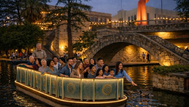 San Antonio Premium Night Driving Tour with Riverwalk Boat Cruise