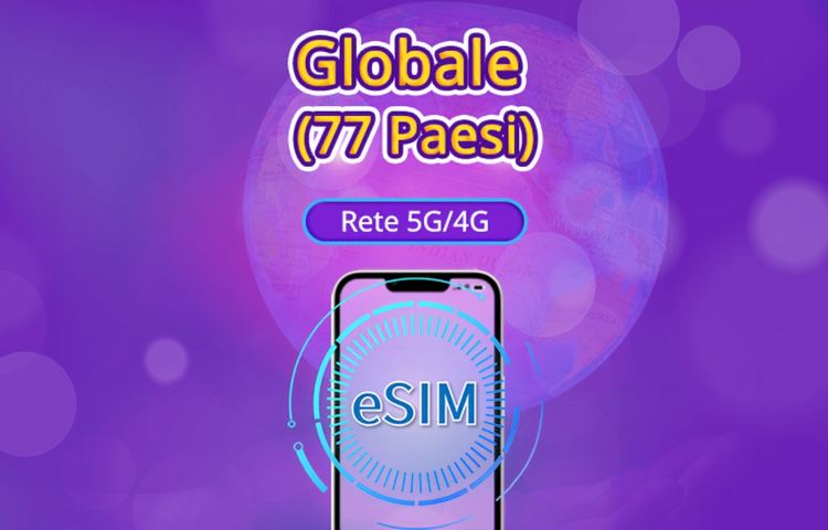 eSIM globale (77 Paesi) 5G/4G | Supporta Google Maps/TikTok/ChatGPT | Pacchetto dati | Fatturazione ogni 24 ore | 1–7 giorni | Codice QR