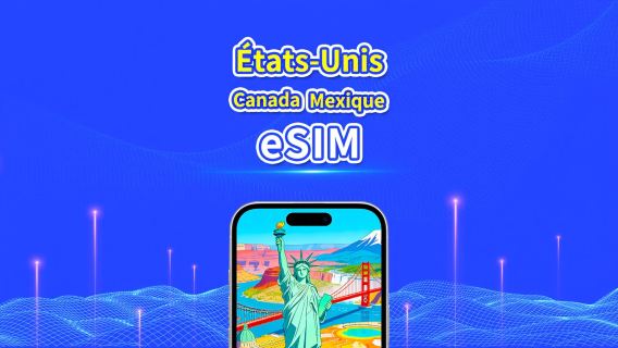 États-Unis, Canada, Mexique eSIM | 5G/4G | Forfait de données quotidien/total | 1–30 jours | Facturation sur 24 heures | Code QR