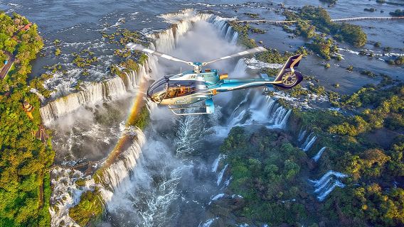 Panoramic Helicopter Flight over Iguassu Falls