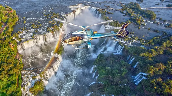 Panoramic Helicopter Flight over Iguassu Falls