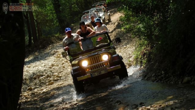 Alanya Night Jeep Safari with adventures Off-Road, Sunset Boat Tour, BBQ Dinner & Roundtrip Transfer