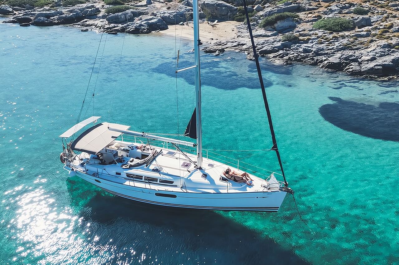 Crociera privata in barca a vela all'isola di Dia con pasti e attività acquatiche