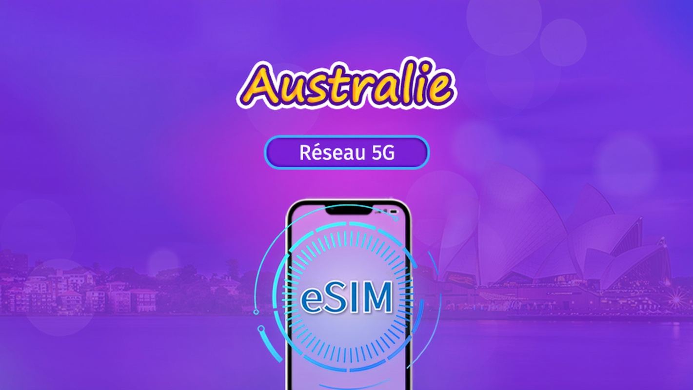 Australie | eSIM 5G/4G | Forfait Quotidien / Forfait à Volume Fixe | Facturation au Jour Civil | 1-30 Jours | Code QR