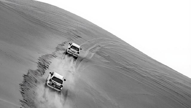 共有またはプライベートサファリ、サンドボーディング、ラクダライド、内海でのクイックスイム