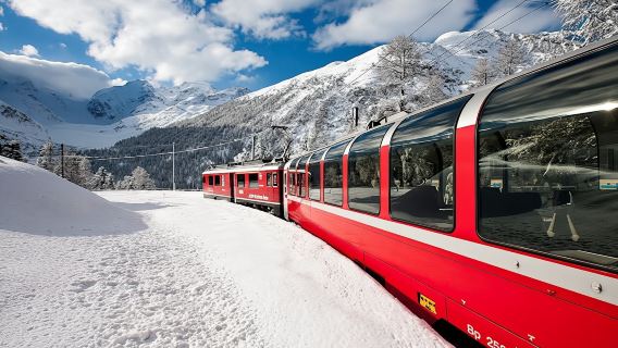 Bernina Express scenic train ride from Sankt Moritz to Tirano