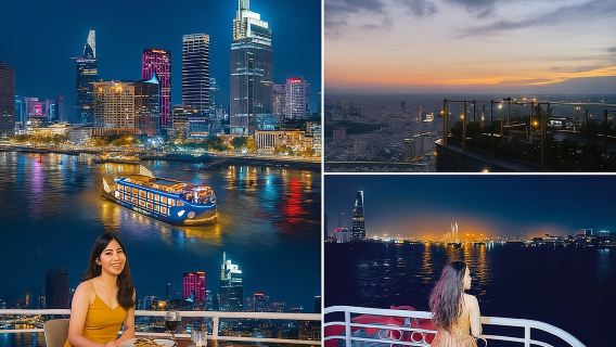 Saigon Night Tour:Landmark 81 or Bitexco Sky View & Dinner Cruise