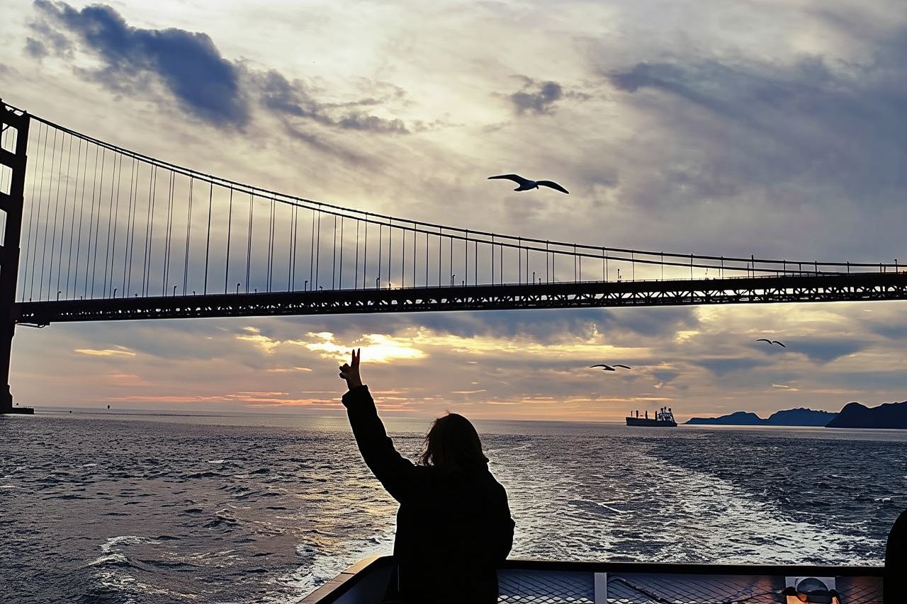 Innenansicht von Alcatraz und der Golden Gate Bridge Bay Cruise