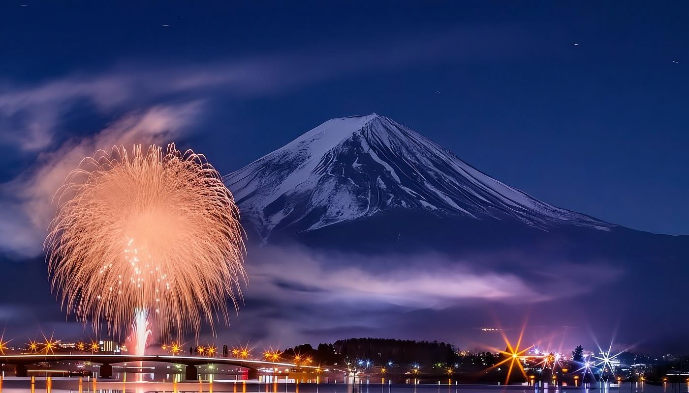 [Offerta speciale romantica] Fuochi d'artificio invernali al Lago Kawaguchi + tour di un giorno al Monte Fuji, villaggio di Shirakawa-go o festival del ghiaccio degli alberi a Saiko