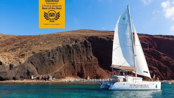 Santorini Classic Catamaran Cruise with BBQ, Drinks and Transfers