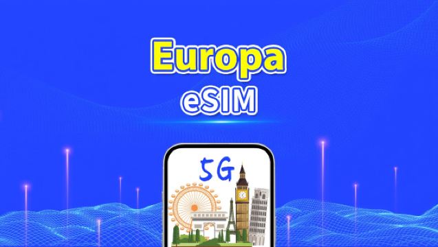 Europa eSIM | 5G/4G | Tages-/Gesamt-Datenpaket | 1-30 Tage | 24-Stunden-Abrechnung | QR-Code