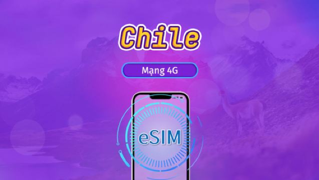 Chile | eSIM 4G | Gói ngày/Gói dung lượng | Tính phí theo 24 giờ | 1-30 ngày | Mã QR
