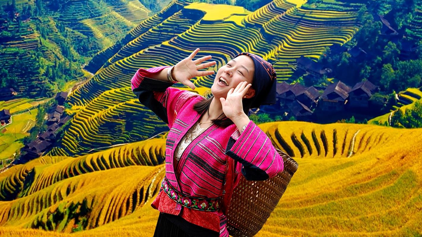 [Tour per 8 persone/tour privato] Tour di un giorno a Guilin: Terrazze di riso di Longji - Terrazze di riso di Jinkeng + Villaggio degli Yao di Huangluo