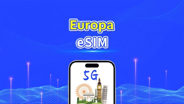 eSIM para Europa | 5G/4G | Dados de alta velocidade | Pacote diário/de dados | 24 horas | 1-30 dias | Código QR