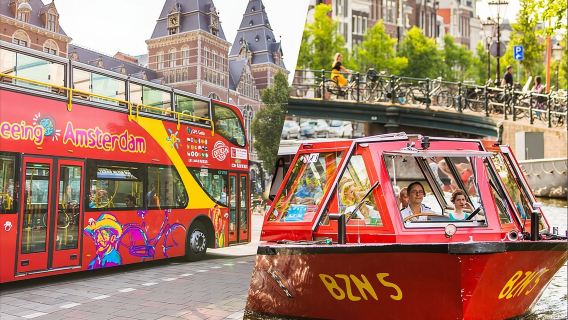 Amsterdam Hop-On Hop-Off 24h or 48h Bus and Boat Option