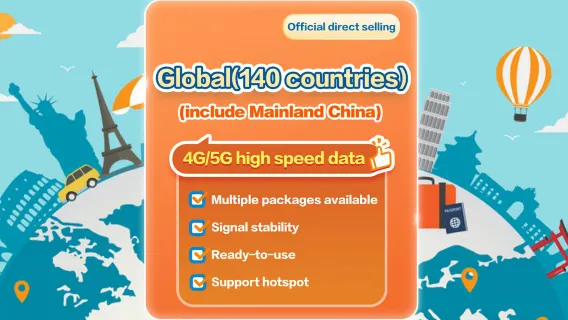 Global eSIM (149 countries/regions) 4G/5G | eSIM | China Mobile CMLink | 1-30 day optional | Instant order and use | Supports hotspots | QR Code