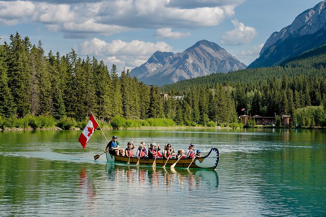 ทัวร์พายเรือแคนูขนาดใหญ่ในอุทยานแห่งชาติแบนฟ์