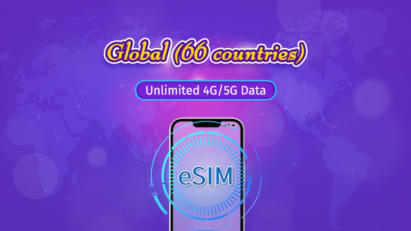 Test Global eSIM (66 countries) Daily package/data package Optional number of days No need to remove